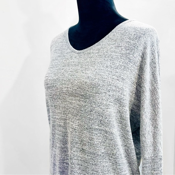 Market & Spruce Heather Gray Long Sleeve Pullover Top CrissCross Back - Picture 3 of 7